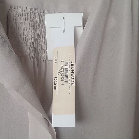 NWT Jeunesse Silk XS Gray Blouse Coquette Long Romantic Chiffon Sheer Modest - Picture 7 of 14